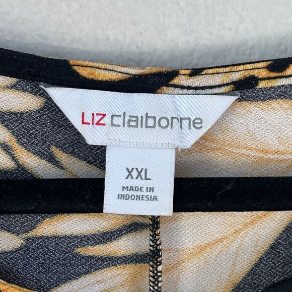 Liz Claiborne Womens Plus XXL Floral Dress With Lace Up Neckline Short Sleeves - Picture 4 of 12